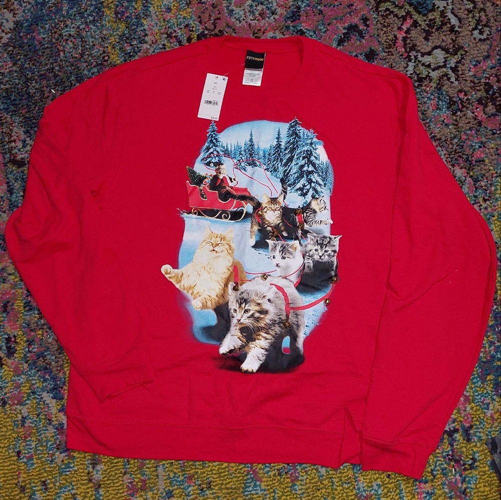 Kitty cat Christmas sweatshirt with Santa